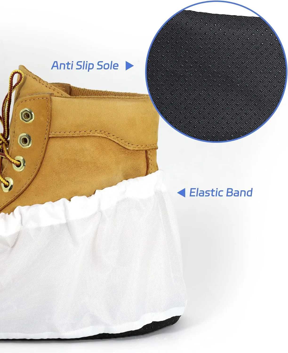 2 Pairs Non Slip waterproof Reusable shoe Covers for contrators and Carpet Floor Protection, Machine Washable. WHITE XLARGE