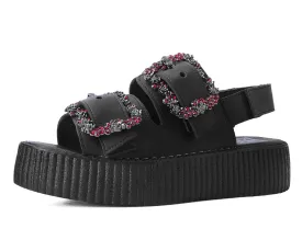 Black TUKskin™ 2-Buckle Diamond Sandal