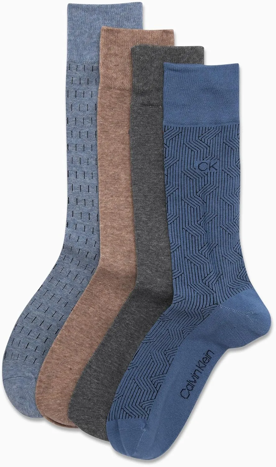 Calvin Klein Men's Crew Socks - 4 Pack Lightweight Combed Cotton Blend Dress Socks - Breathable Socks for Men (7-12)