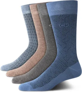Calvin Klein Men's Crew Socks - 4 Pack Lightweight Combed Cotton Blend Dress Socks - Breathable Socks for Men (7-12)