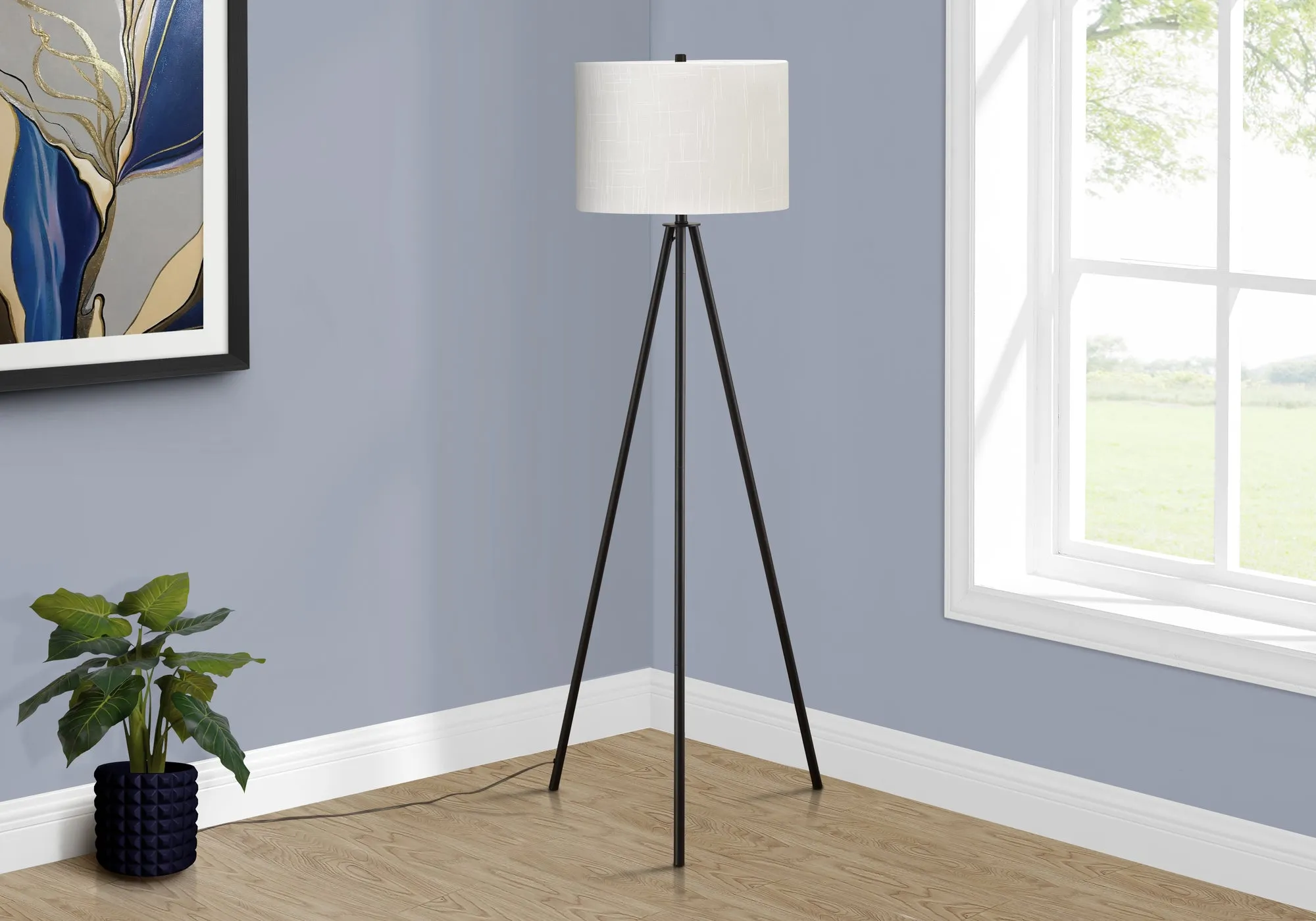 ChromaGlow 63" Floor Lamp - Sleek Black Metal Design with Ivory/Cream Shade