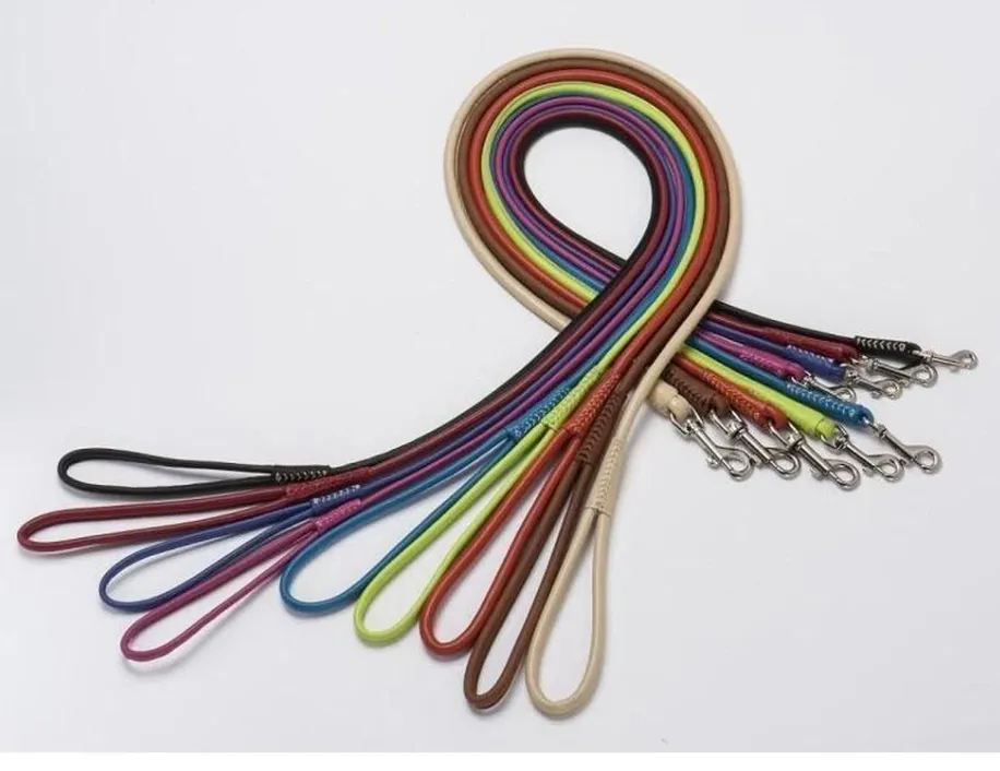 Dogline Soft Leather Rolled Snap Leashes