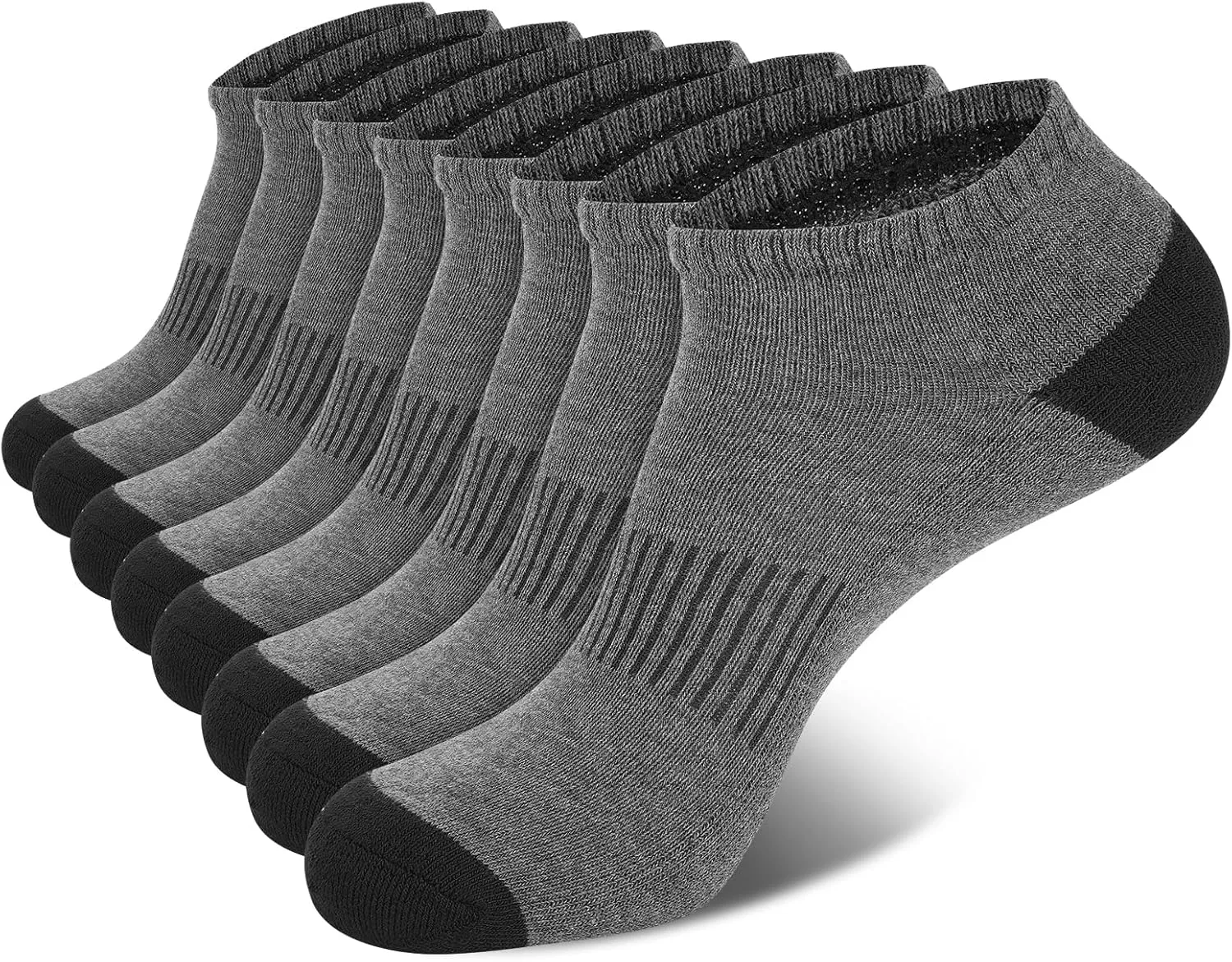 Eallco 8 Pairs Mens Ankle Socks Low Cut Socks for Men Short Socks Size 10-13 Black
