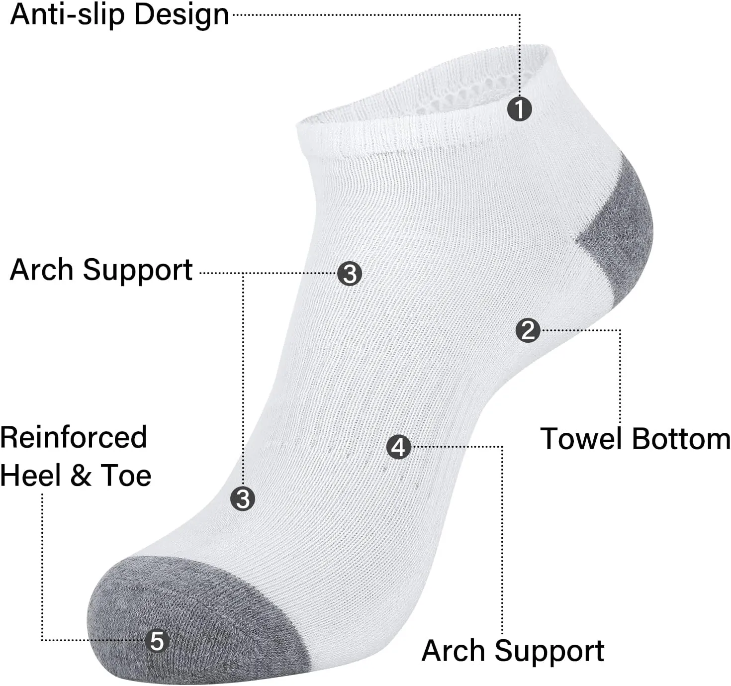 Eallco 8 Pairs Mens Ankle Socks Low Cut Socks for Men Short Socks Size 10-13 Black