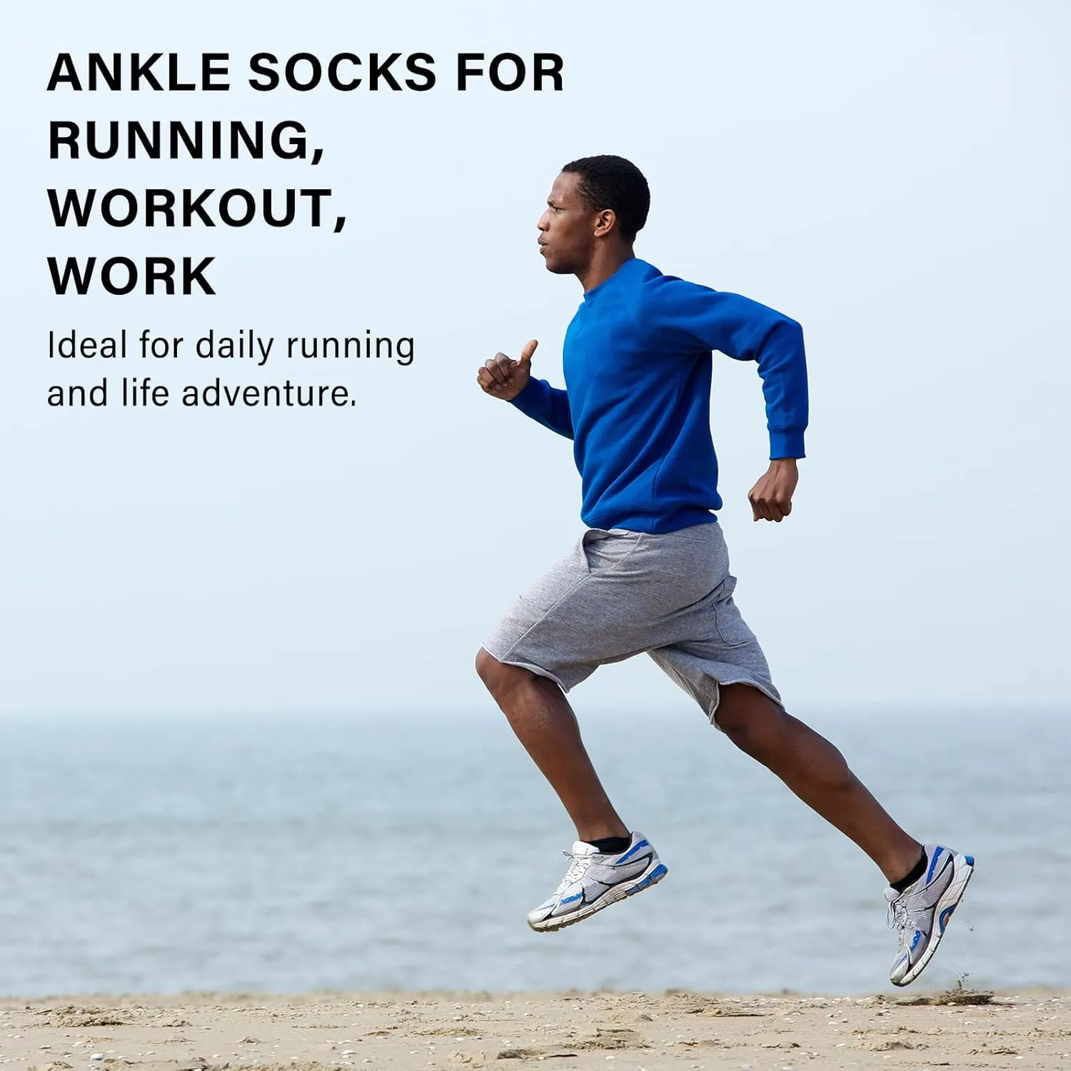Eallco 8 Pairs Mens Ankle Socks Low Cut Socks for Men Short Socks Size 10-13 Black