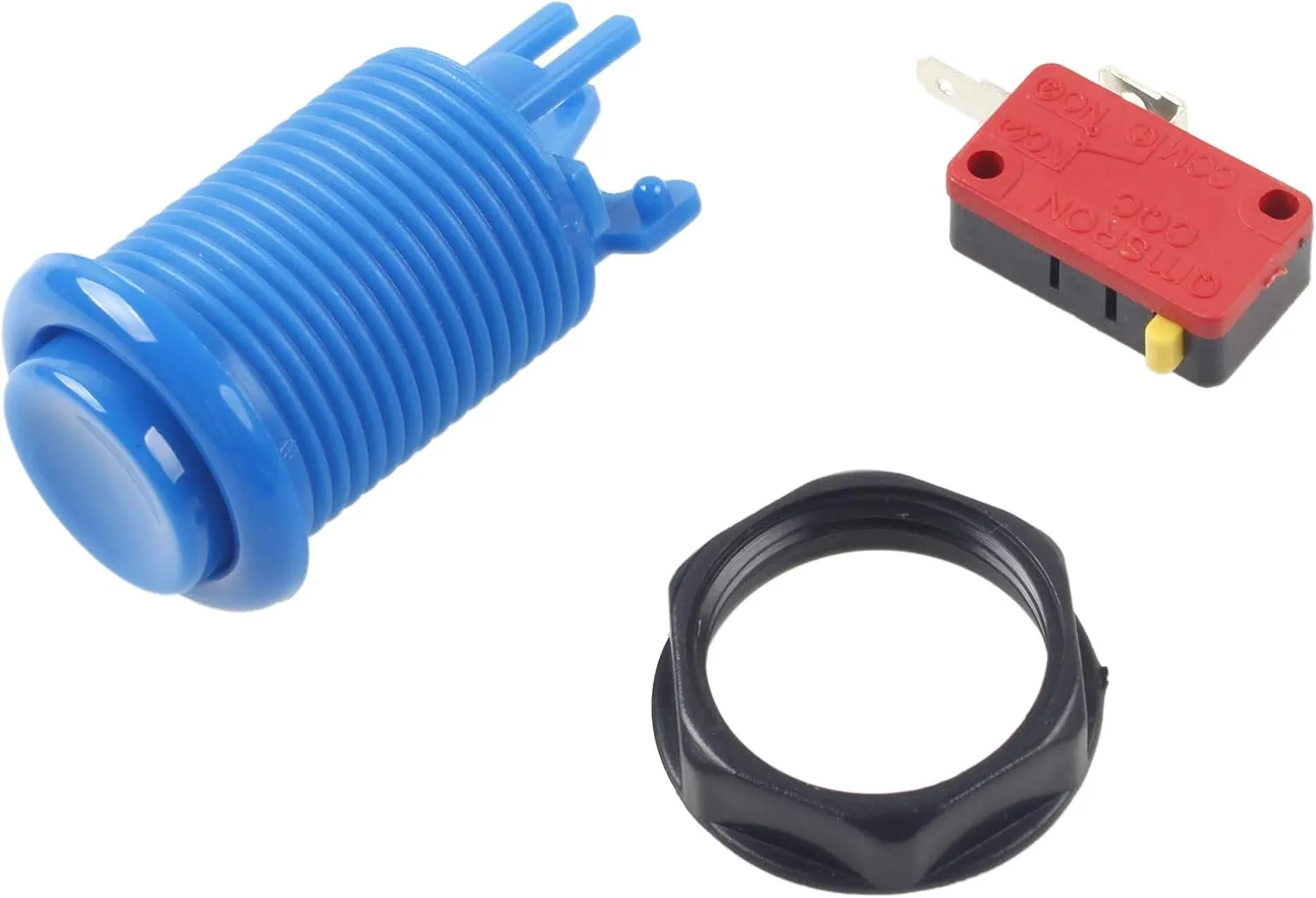 EG STARTS 6X American Style Standard Arcade Buttons Switchable Happ Type 30mm Push Button 3/16" Terminal for Jamma Mame Kit Parts (Blue)