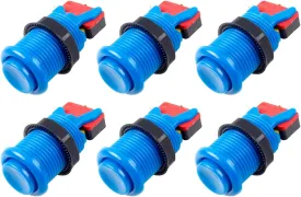 EG STARTS 6X American Style Standard Arcade Buttons Switchable Happ Type 30mm Push Button 3/16" Terminal for Jamma Mame Kit Parts (Blue)