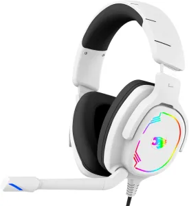 Gaming Headset for PC/PS4/PS5/Xbox One/Switch, Stereo Surround Sound Gaming Headphones with Noise Canceling Flexible Mic, Computer Headset with 3.5mm Jack & RGB Light (White)