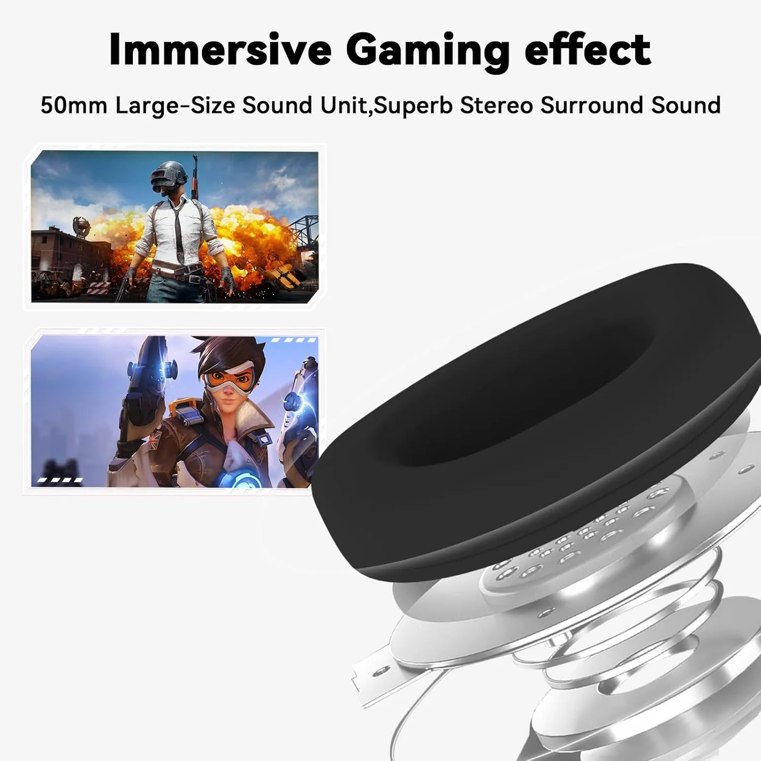 Gaming Headset for PC/PS4/PS5/Xbox One/Switch, Stereo Surround Sound Gaming Headphones with Noise Canceling Flexible Mic, Computer Headset with 3.5mm Jack & RGB Light (White)