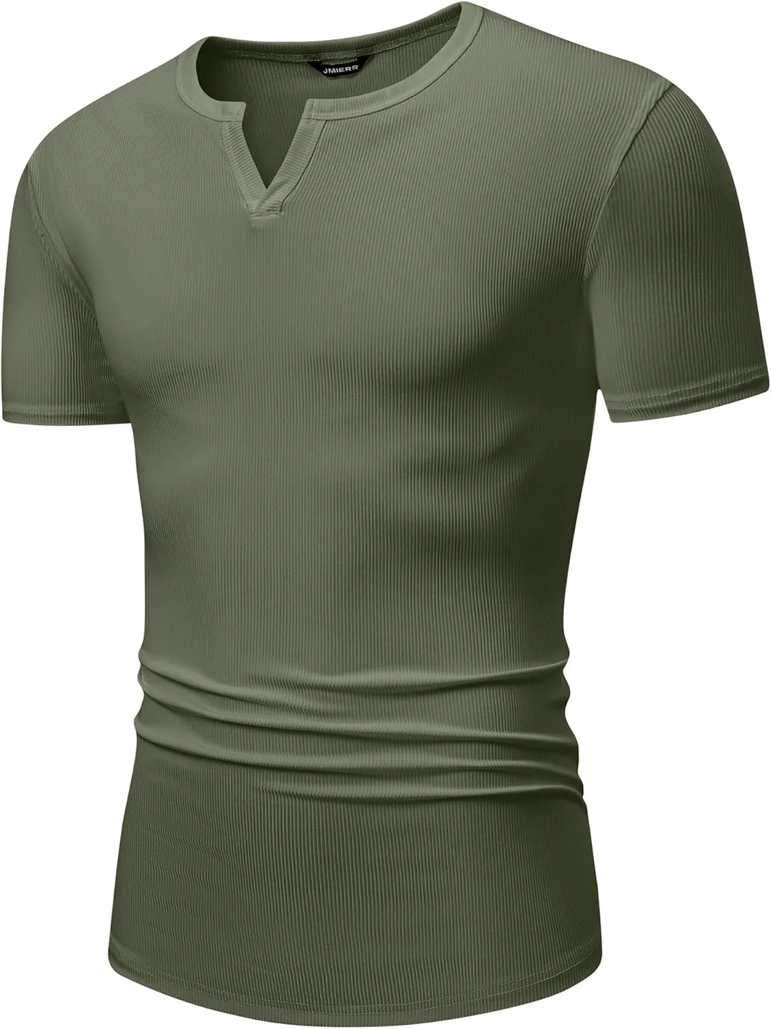 JMIERR Men's Muscle V-Neck T Shirt Short Sleeve Longline Ribbed Henley Shirt Gym Workout Athletic Tee Shirts
