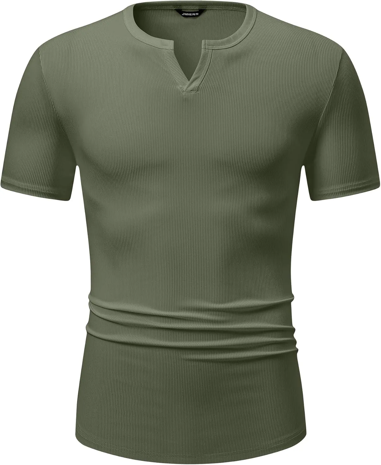 JMIERR Men's Muscle V-Neck T Shirt Short Sleeve Longline Ribbed Henley Shirt Gym Workout Athletic Tee Shirts