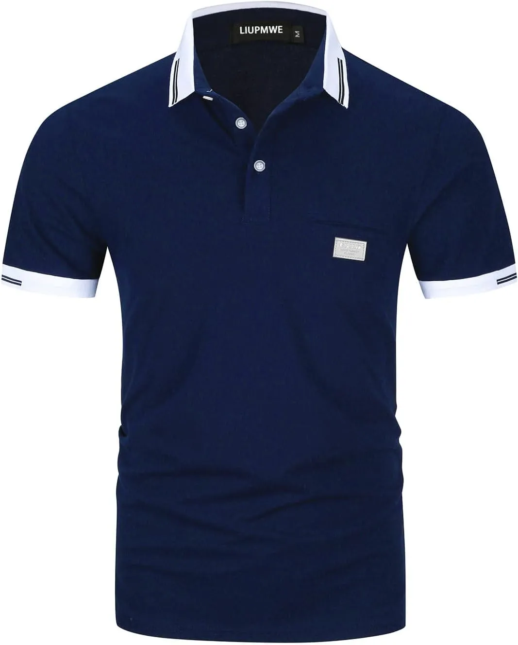 LIUPMWE Polo Shirts for Men with Pocket Elegante Plaided Short Sleeve Cotton T Shirts Golf Shirt