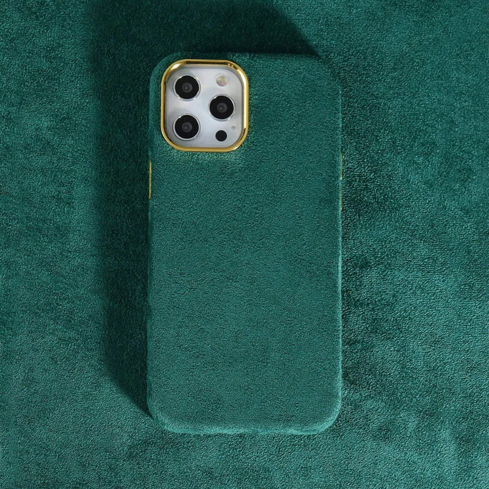 Luxury Winter Fabric Custom Initial Golden Metal iPhone Soft Case