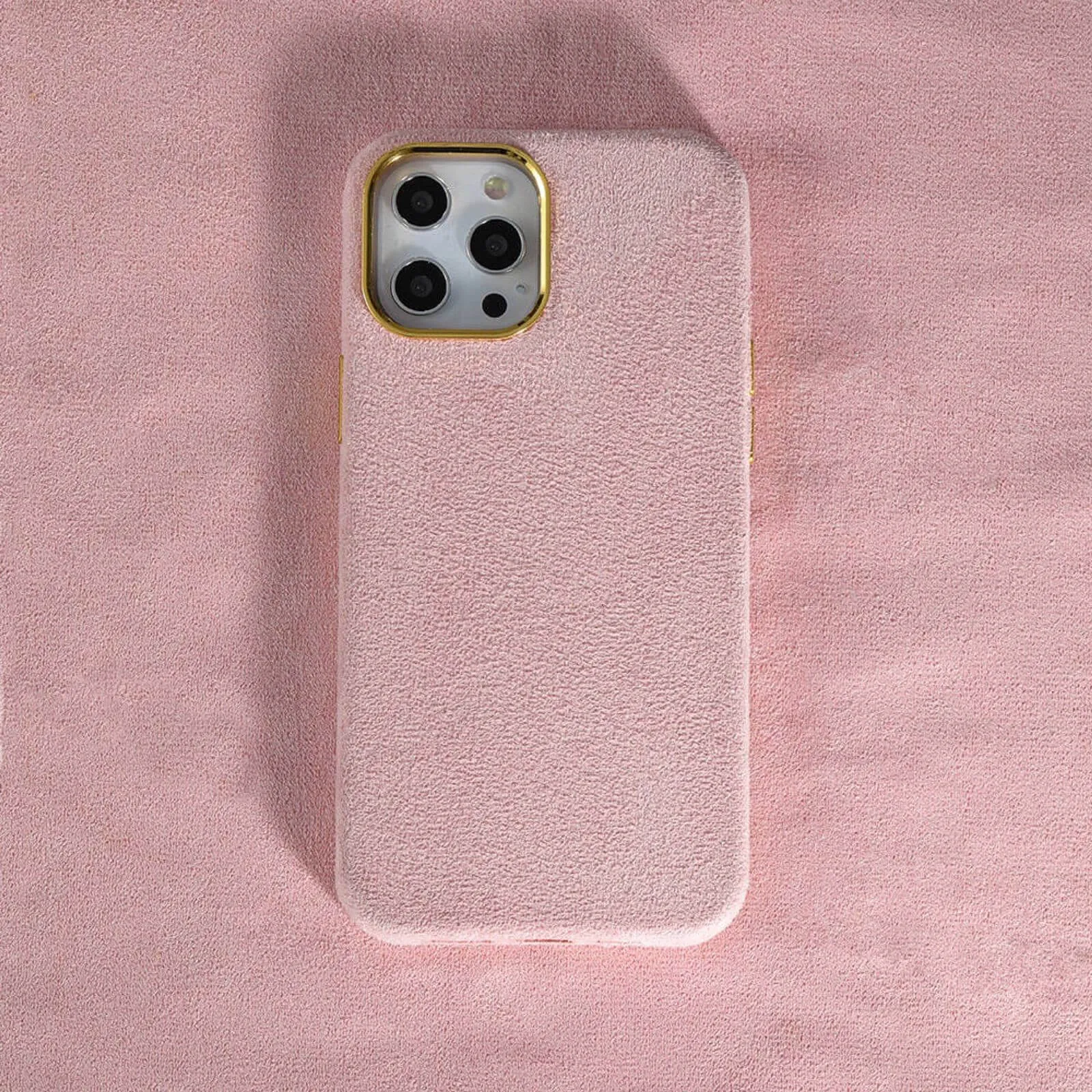 Luxury Winter Fabric Custom Initial Golden Metal iPhone Soft Case