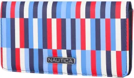 Nautica Seaside Slim Womens Wallet RFID Blocking Credit Card Holder, Coin Purse, Checkbook Organizer Clutch, Small Vegan Leather Wallet for Travel, Americana Stripe