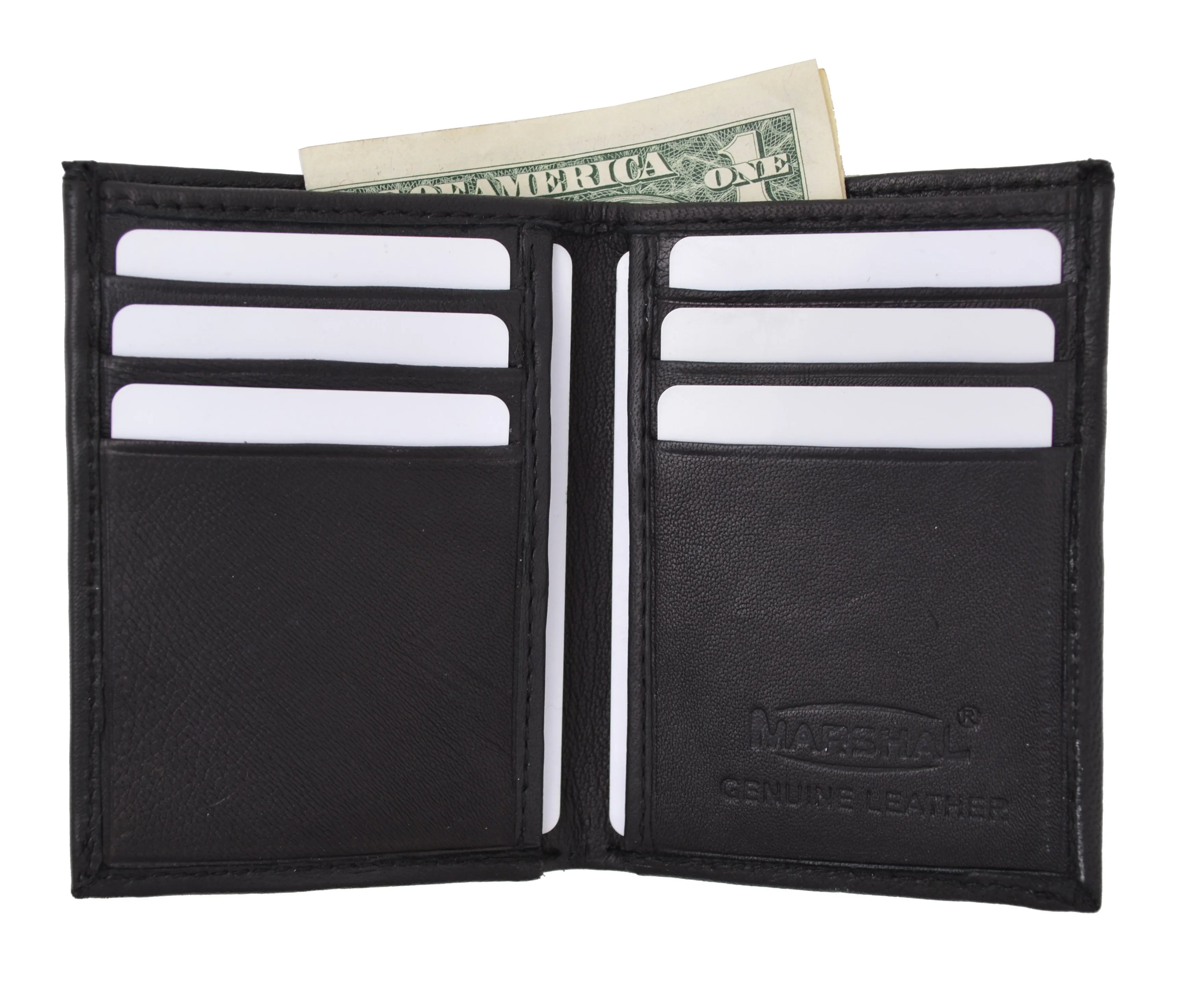 New RFID Blocking Slim Thin Mens Bifold Soft Genuine Leather ID Wallet Black Card Holder RFIDP71