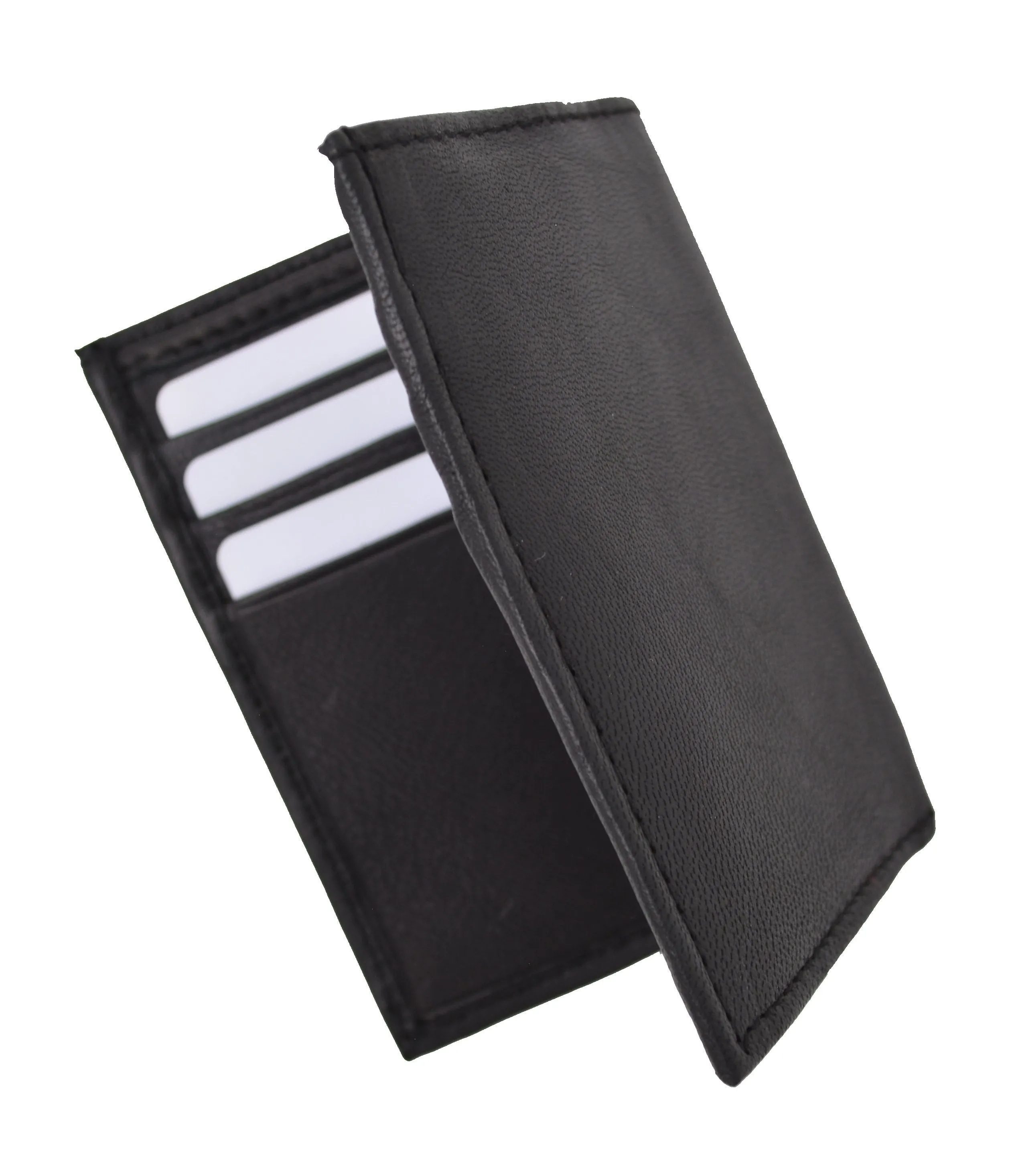 New RFID Blocking Slim Thin Mens Bifold Soft Genuine Leather ID Wallet Black Card Holder RFIDP71