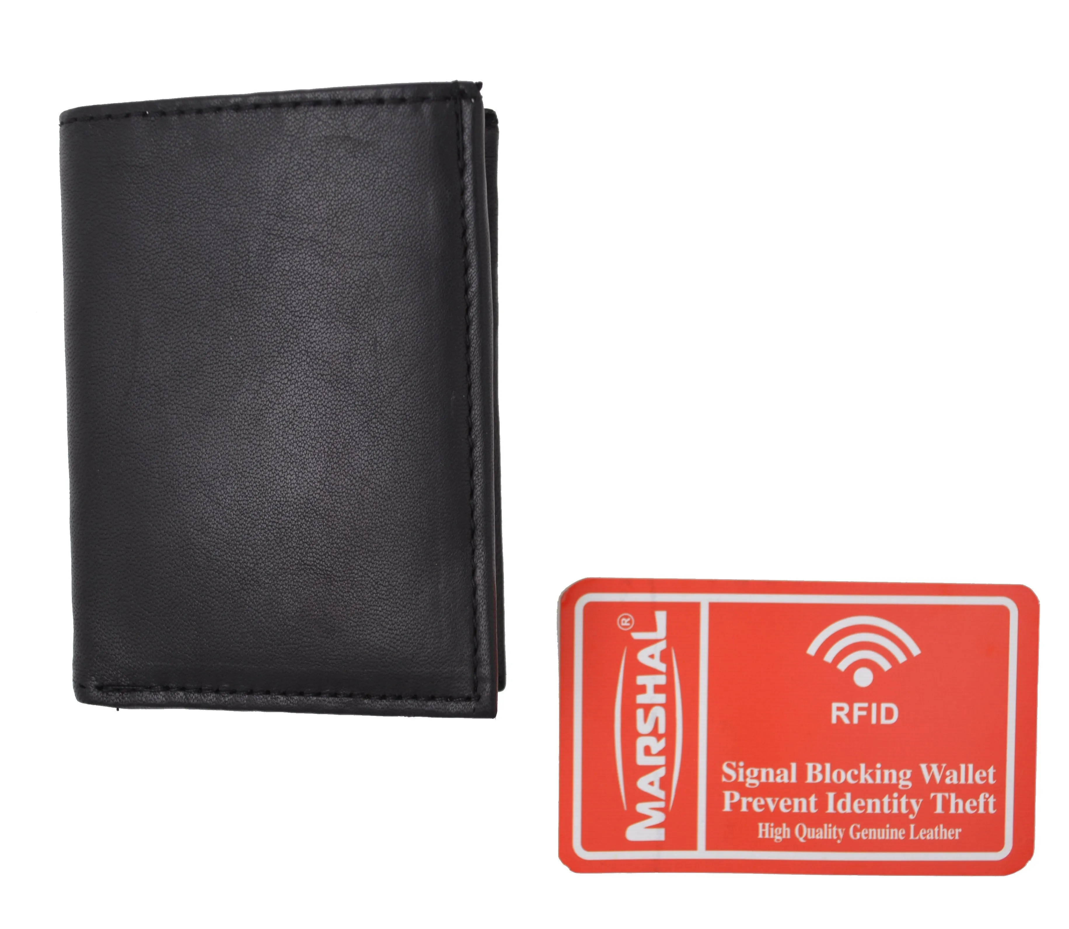 New RFID Blocking Slim Thin Mens Bifold Soft Genuine Leather ID Wallet Black Card Holder RFIDP71