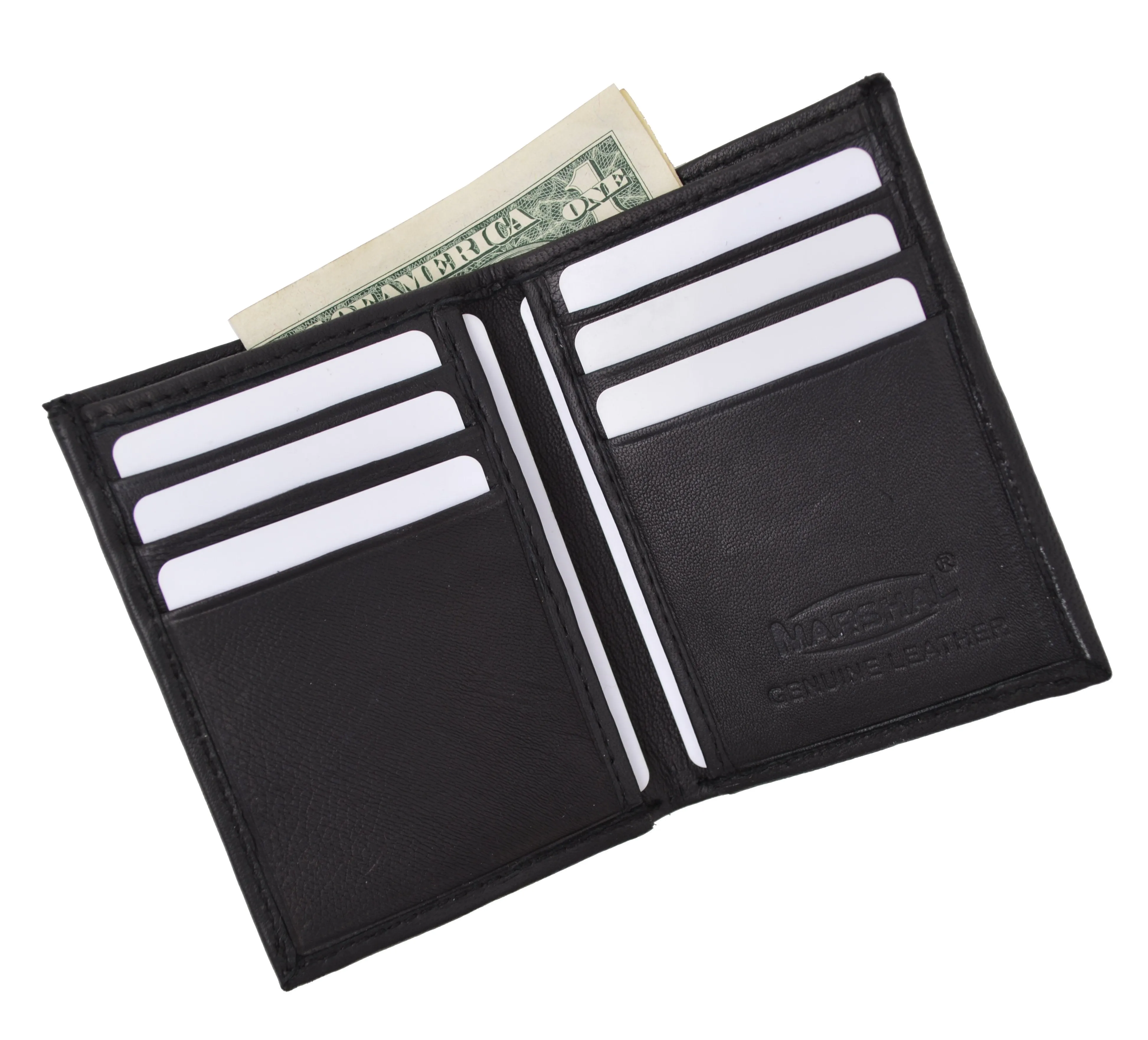 New RFID Blocking Slim Thin Mens Bifold Soft Genuine Leather ID Wallet Black Card Holder RFIDP71