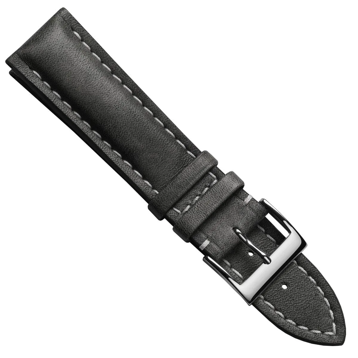 Ostend Thick Padded Leather Watch Strap - Patina Grey