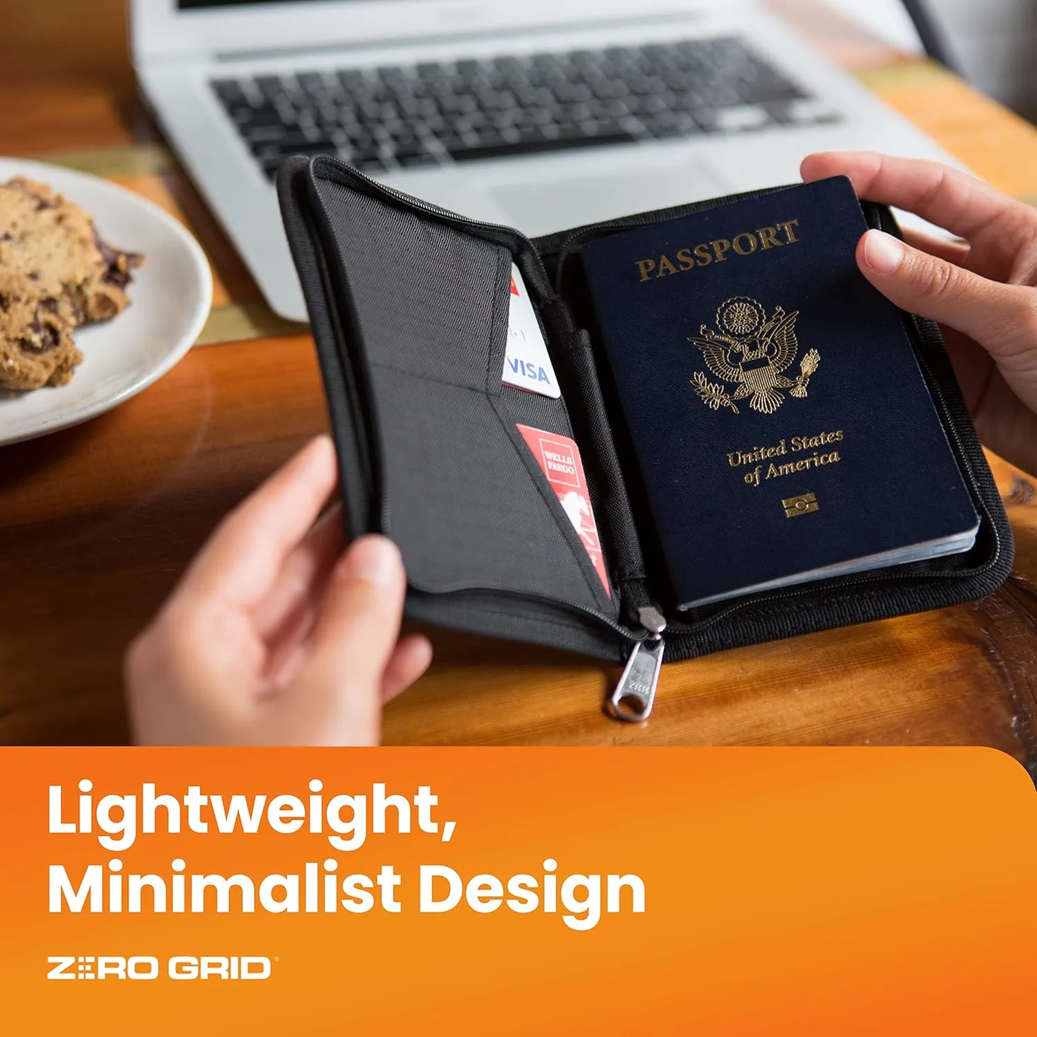 Passport Holder & Travel Wallet with RFID Blocking - Premium Document Organizer Case for Men and Women - Holds Passports, Cards, Tickets, ID, Cash - Compact Zippered Wallet - Midnight