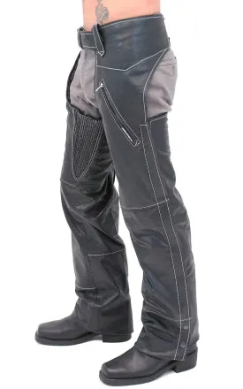 Premium Ultra Premium Leather Zip Pocket Chaps w/Stitching #C909ZSWK ()