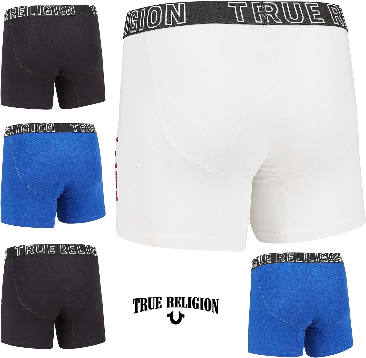 True Religion Cotton Stretch Mens Boxer Briefs, Mens Underwear Pack of 5